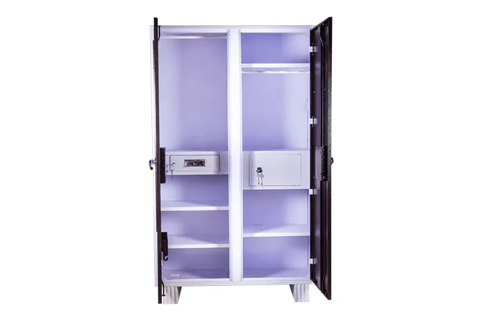 VIVDeal Brown Double Door Double Mirror Cupboard